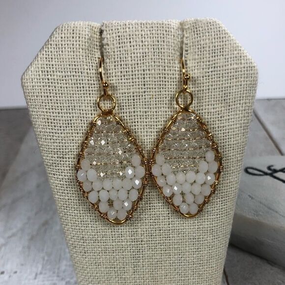 NEW 18k white and clear crystal earrings - Picture 2 of 3